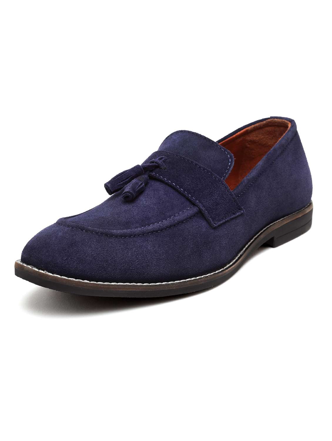 blue suede slip on loafers