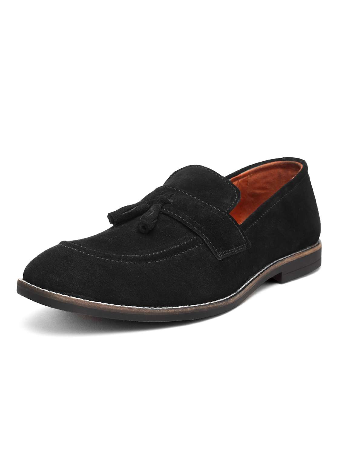 black suede slip on loafers