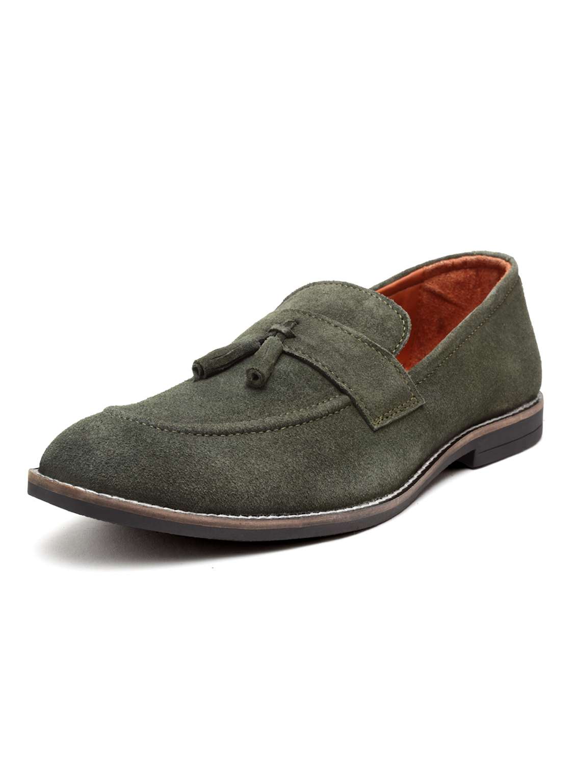 sea green suede slip on loafers