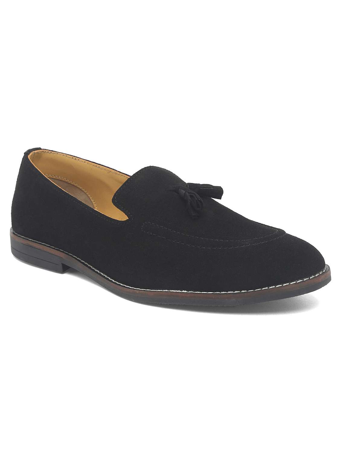 black suede slip on loafers