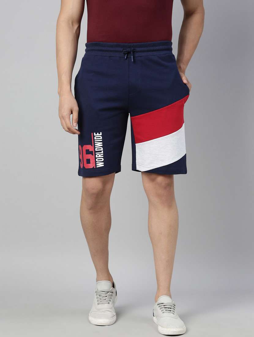 navy-blue color-blocked short