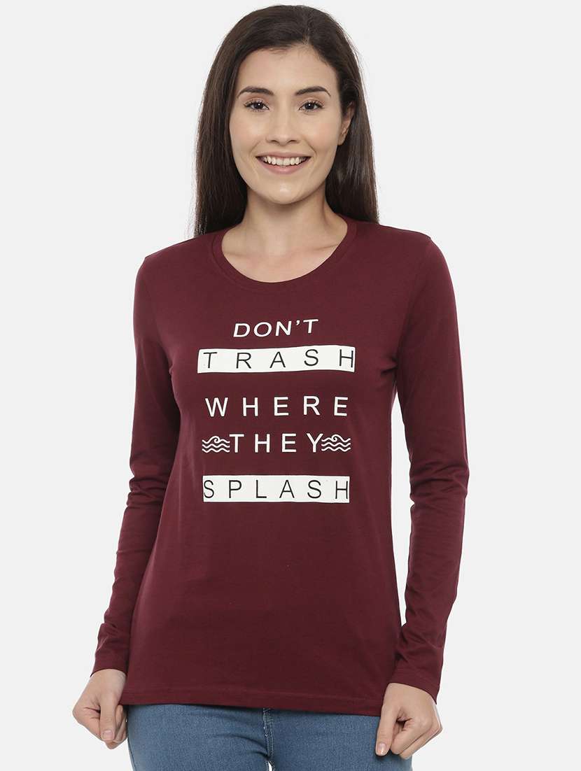 women's front print round neck t-shirt