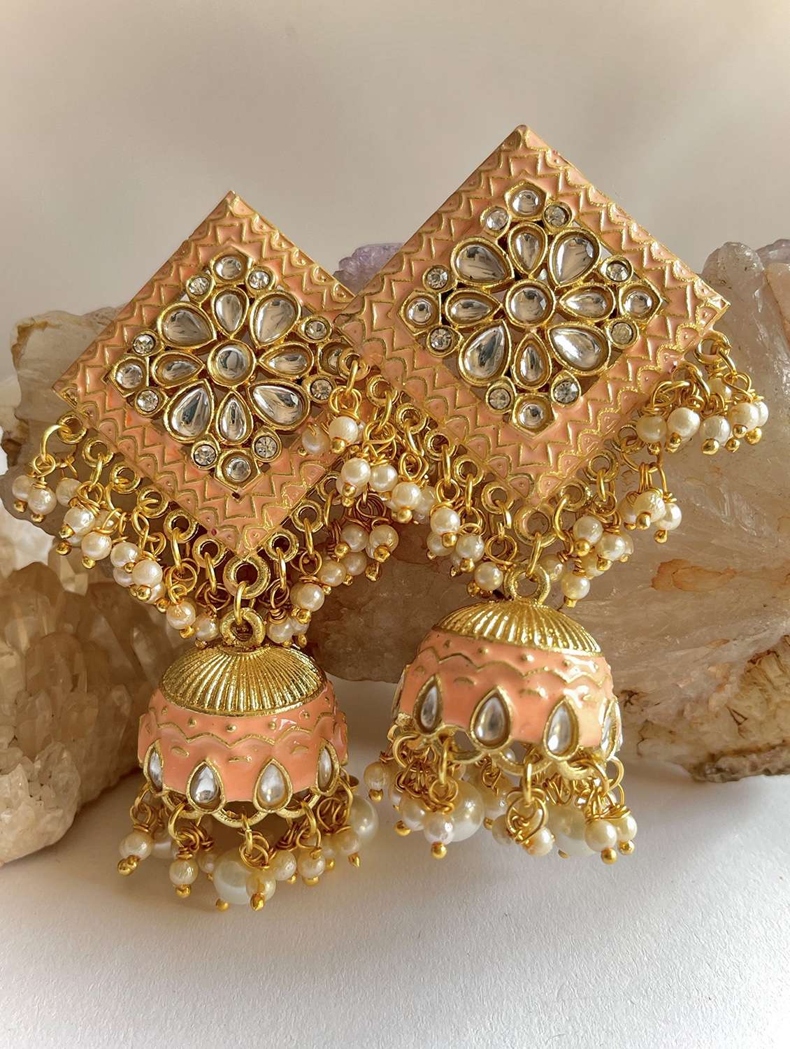 gold brass jhumka earring