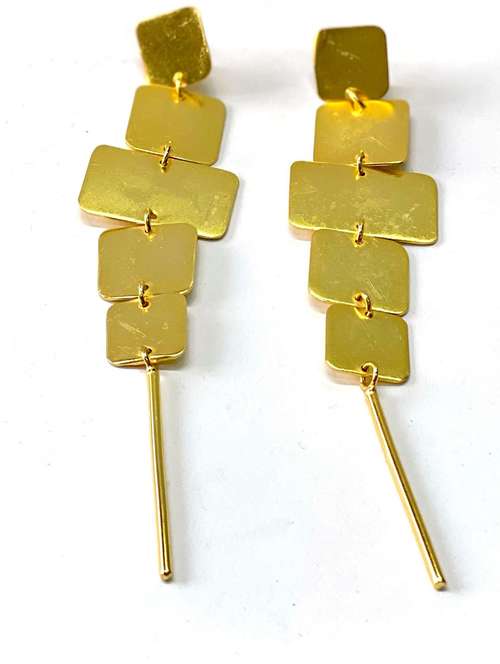 gold brass drop earring - 18414948 -  Standard Image - 0