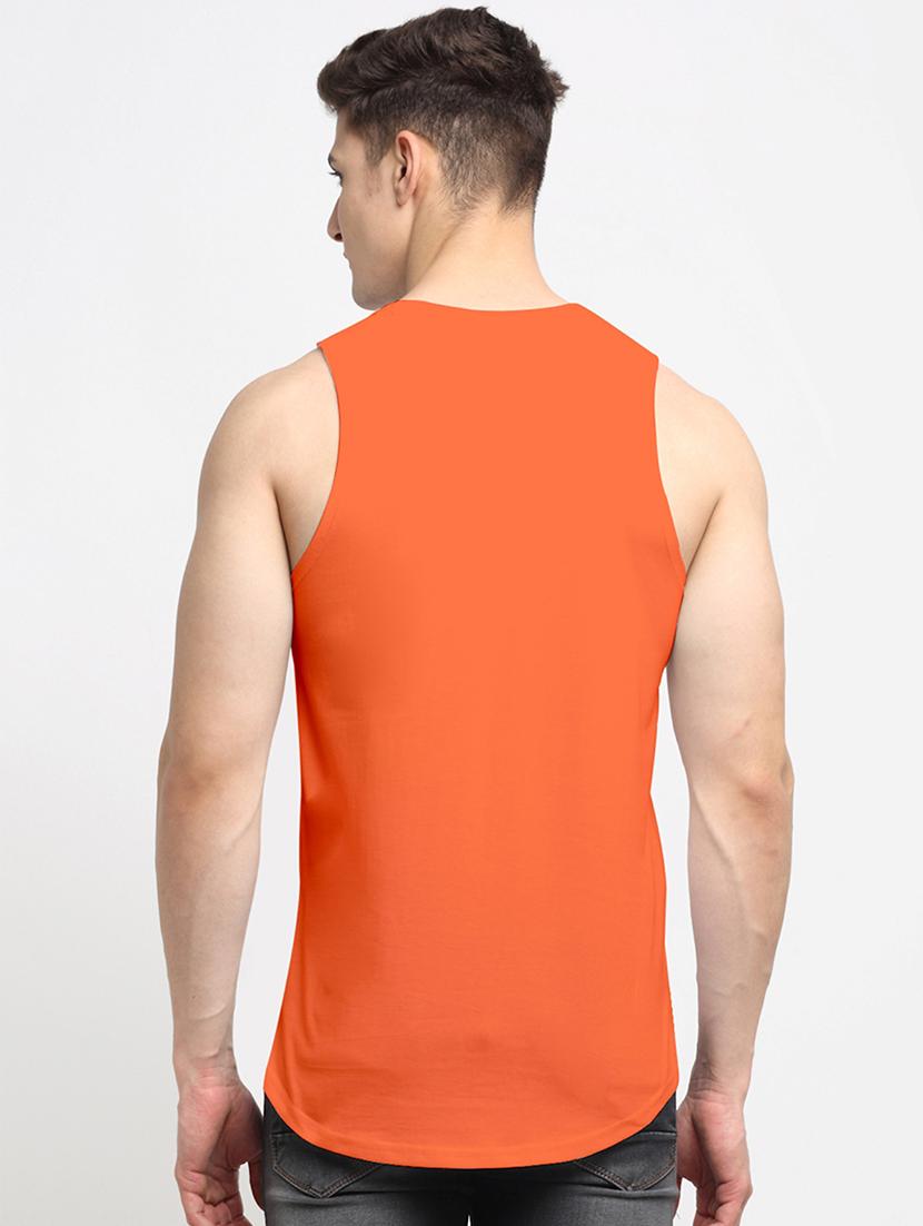 orange chest-printed solid vest - 18415422 - Standard Image - 2
