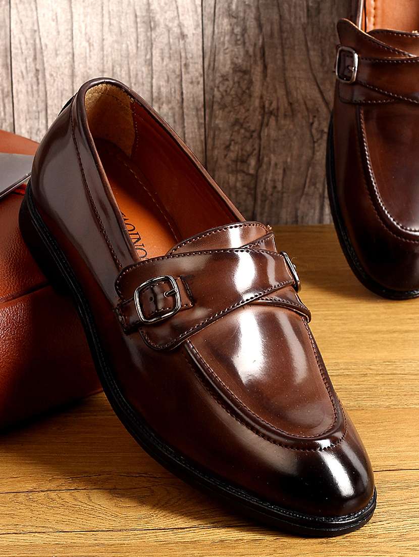 black leather slip on loafers