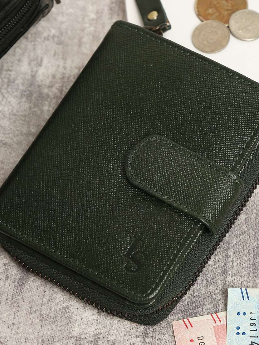 seaweed green leather wallet