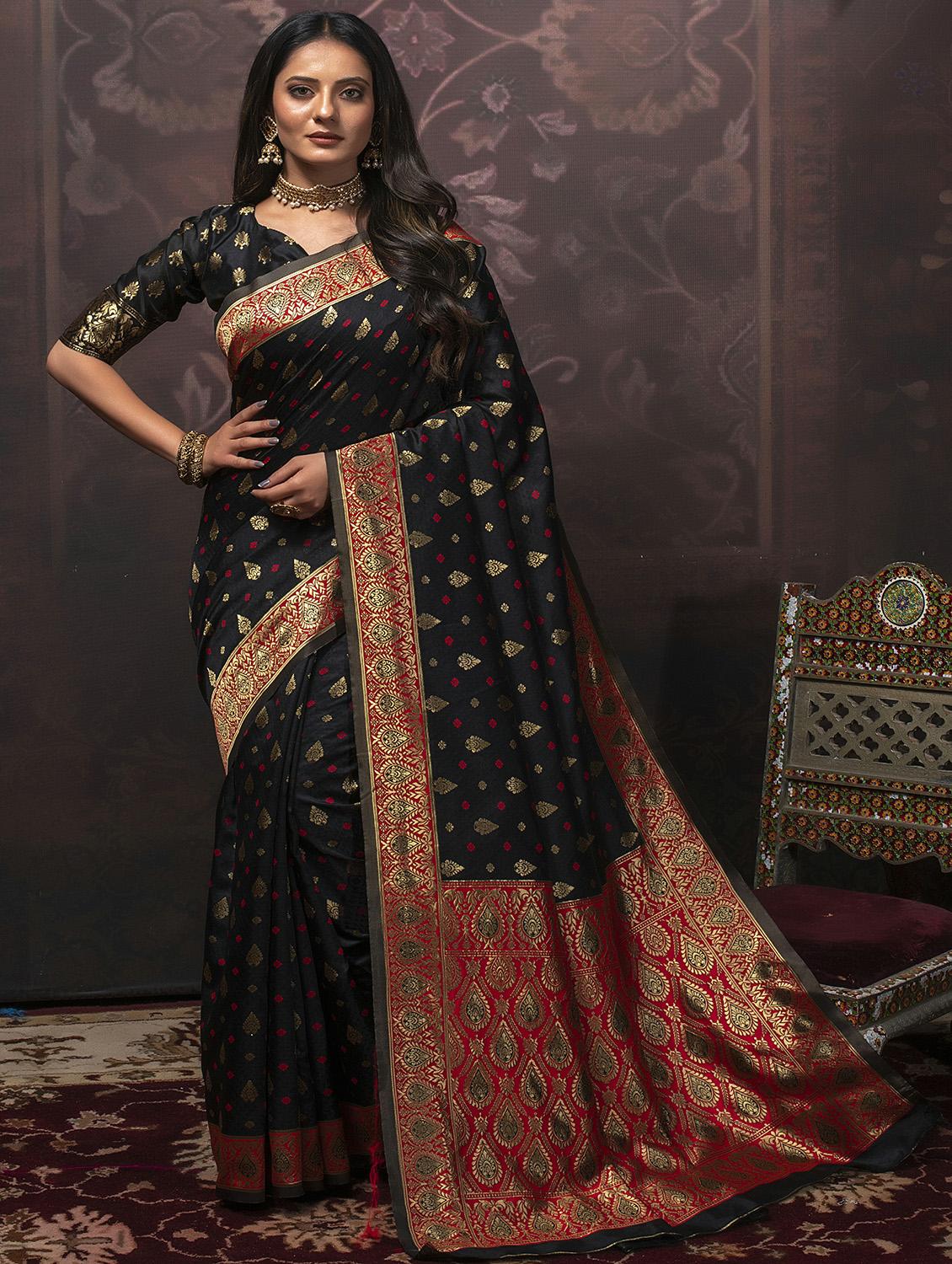 black silk banarasi saree with blouse