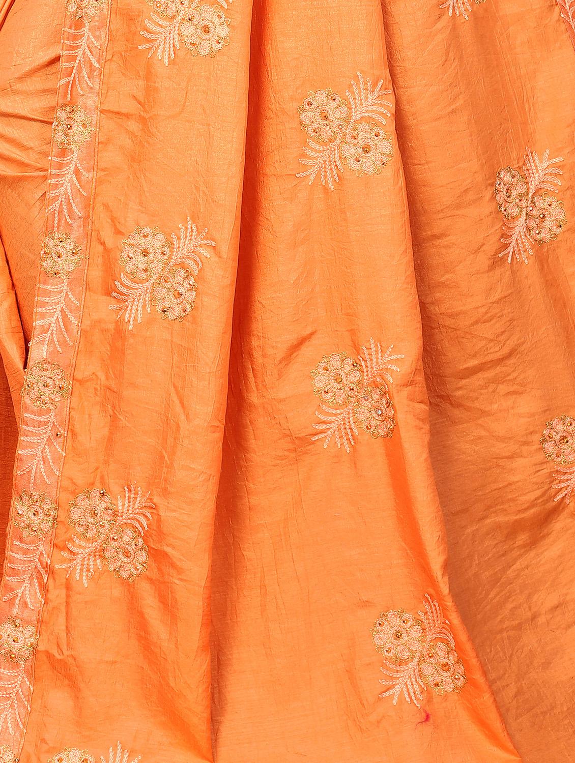 peach art silk embroidered saree - 18416434 - Standard Image - 2