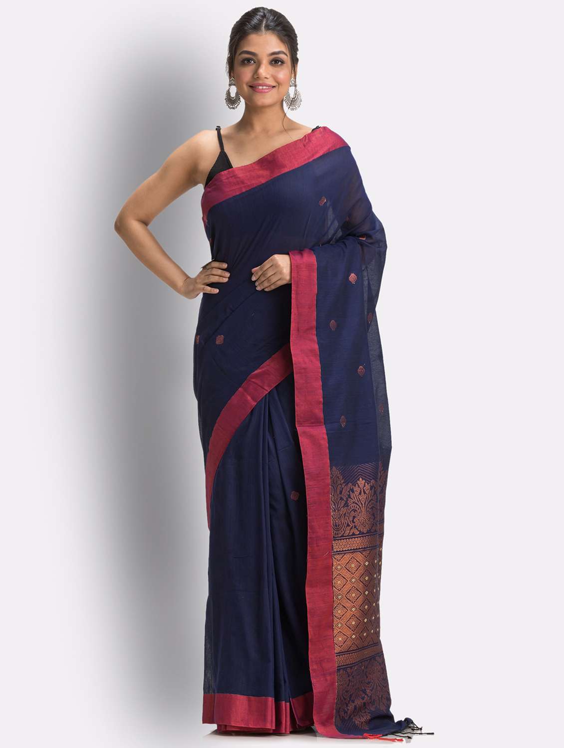 navy woven saree