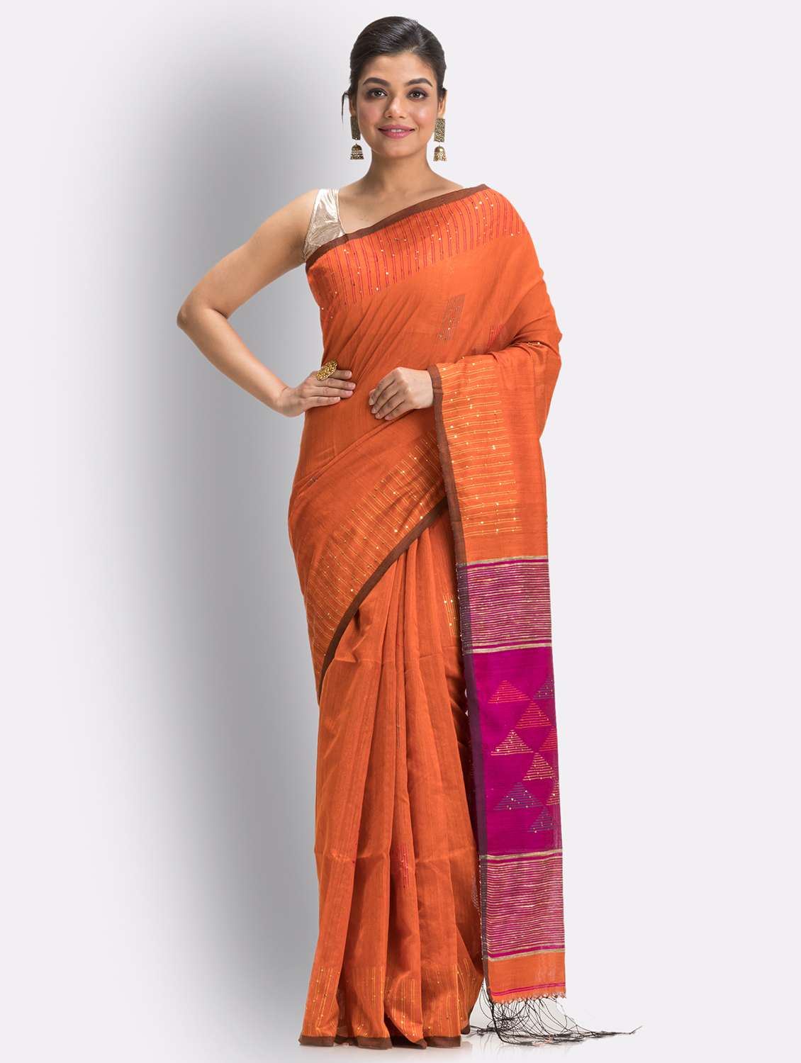 self design woven saree with blouse