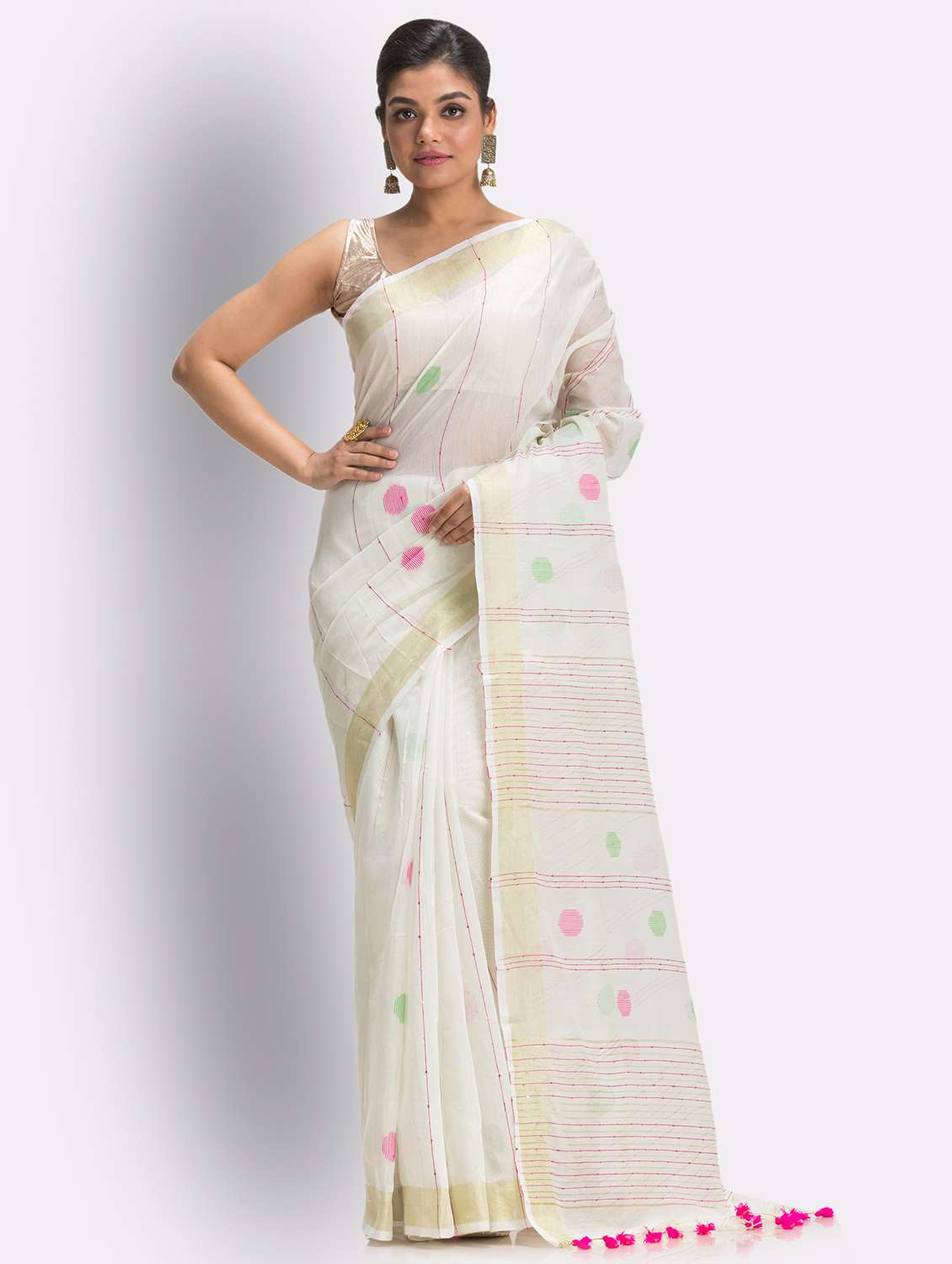 handloom jamdani saree with blouse