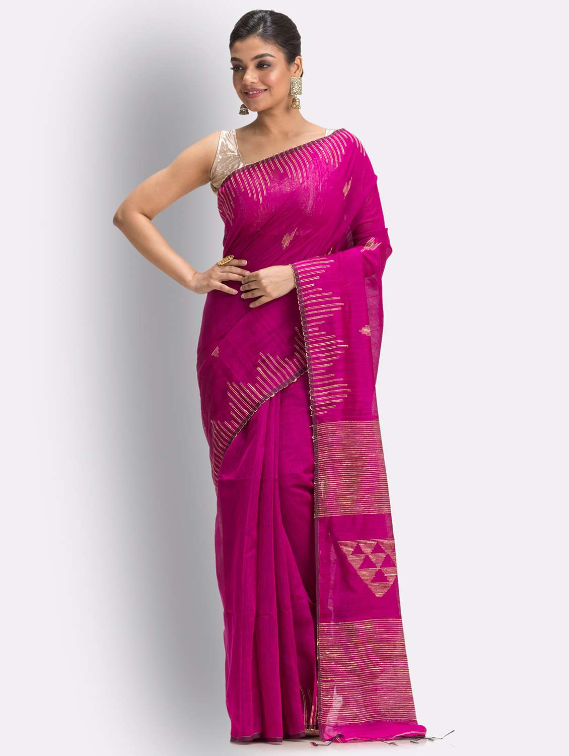 self design woven saree with blouse