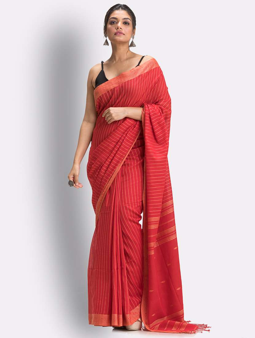 red handloom saree with blouse