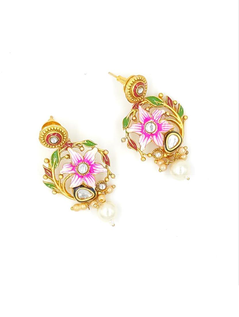 trendz designer meenakari ruby rajwadi matte gold plating necklace with earring - 18417023 - Standard Image - 2