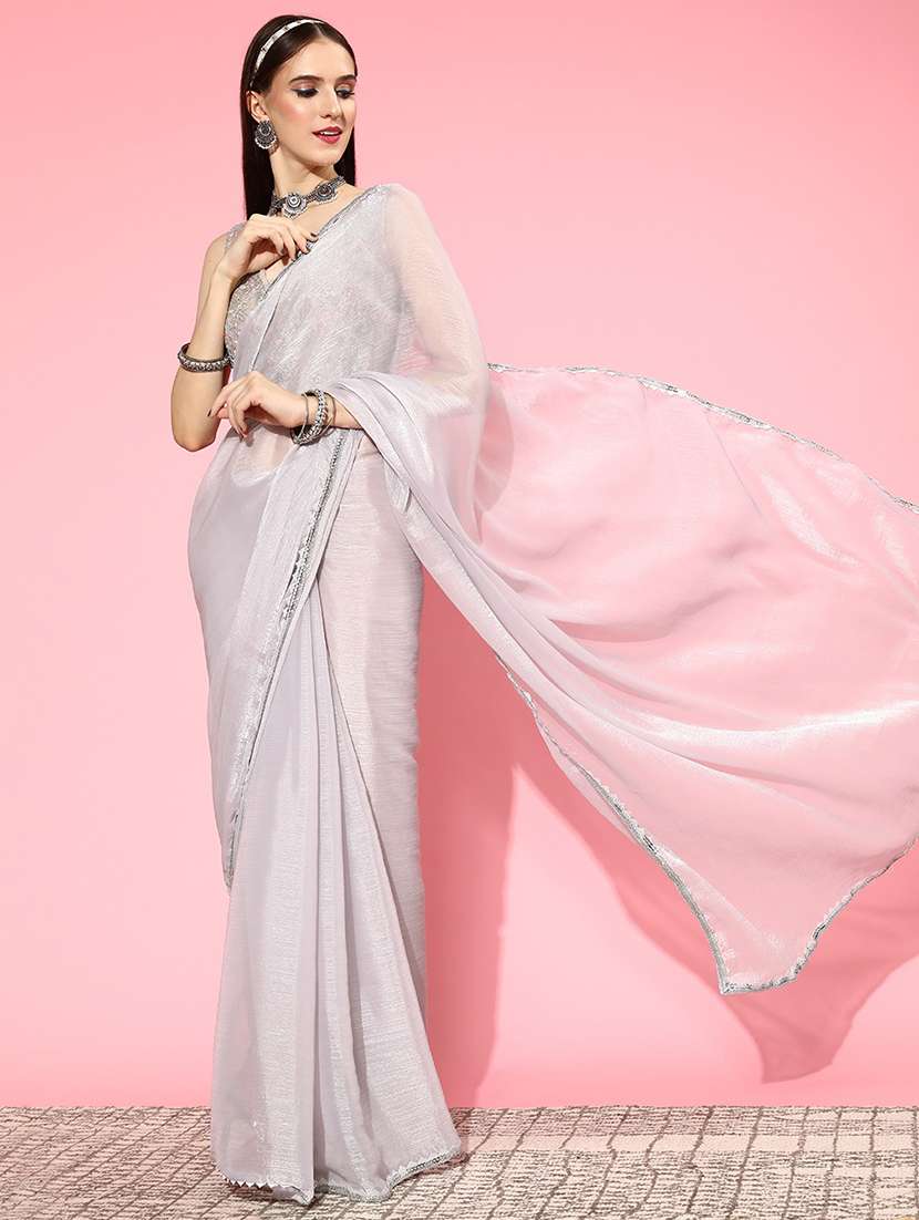 grey organza saree with blouse