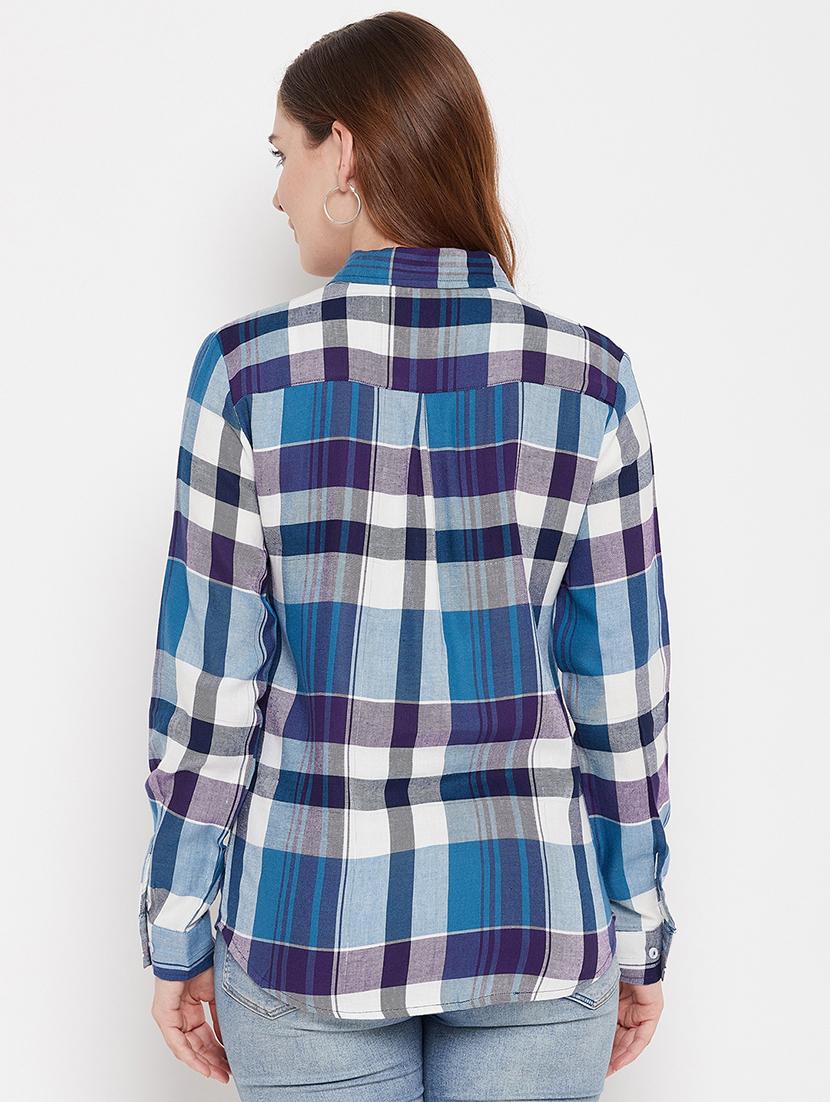 curved hem checkered shirt - 18417233 - Standard Image - 2