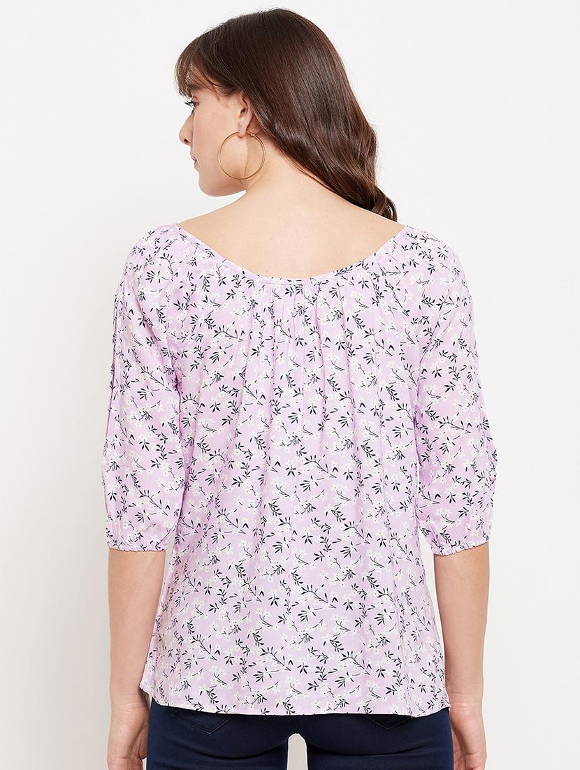 round neck printed top - 18417248 - Standard Image - 2