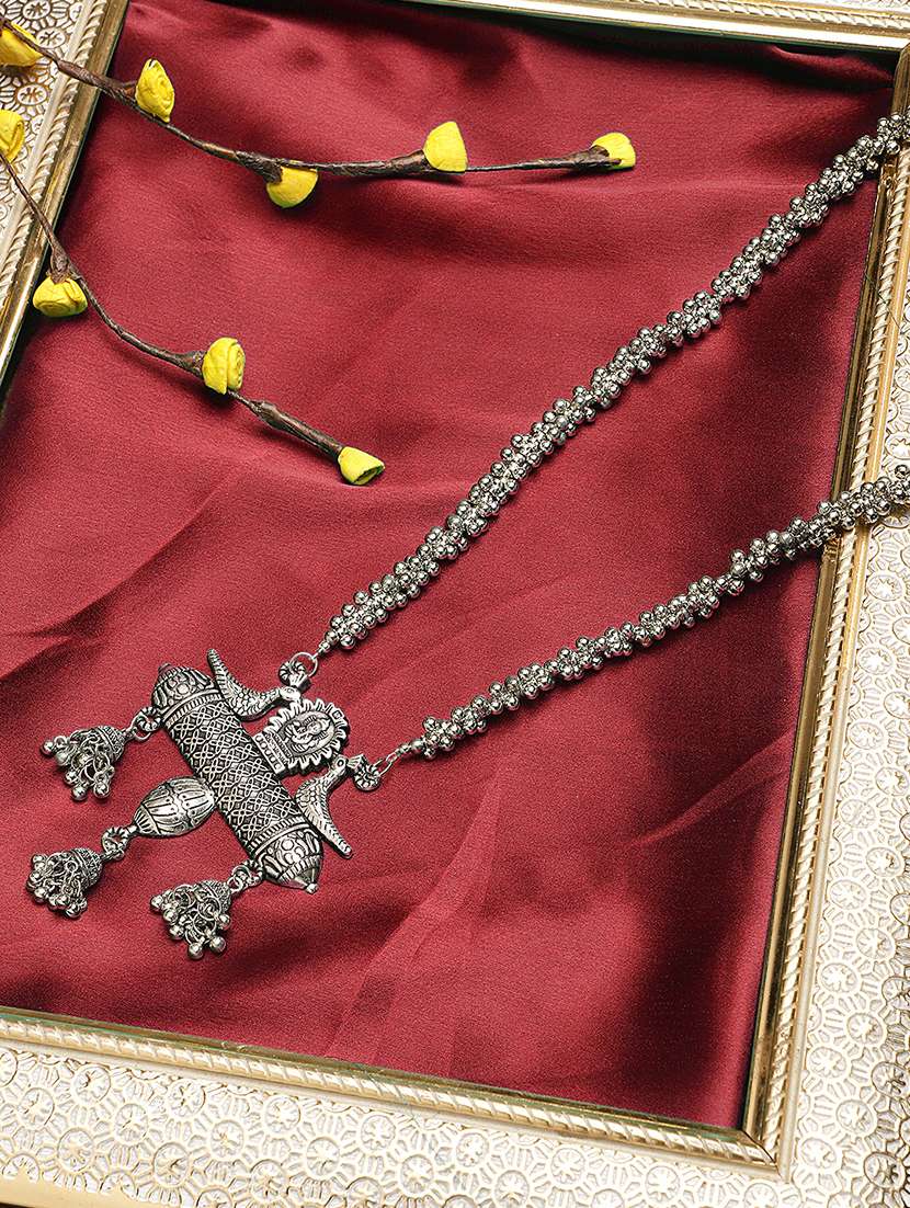 long silver temple necklace