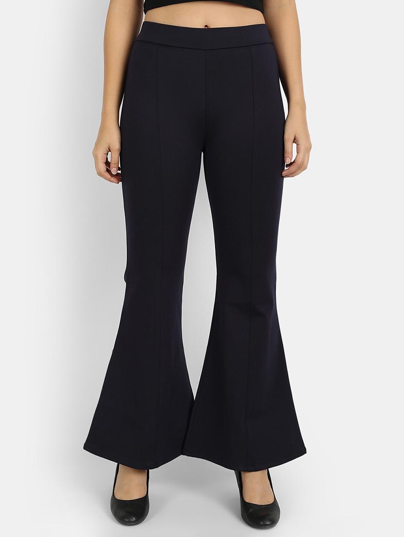 high rise solid flat front trouser