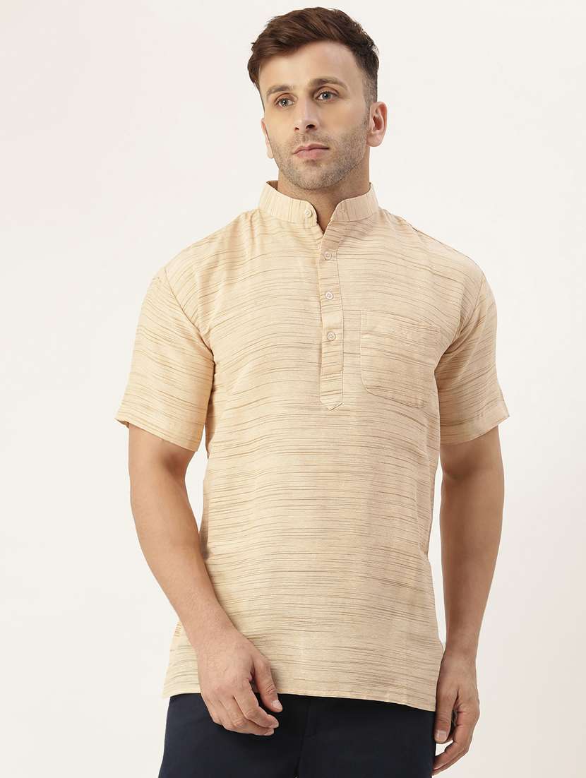 beige solid short  kurta