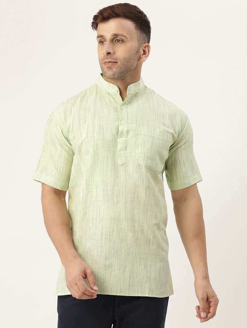 green solid short  kurta