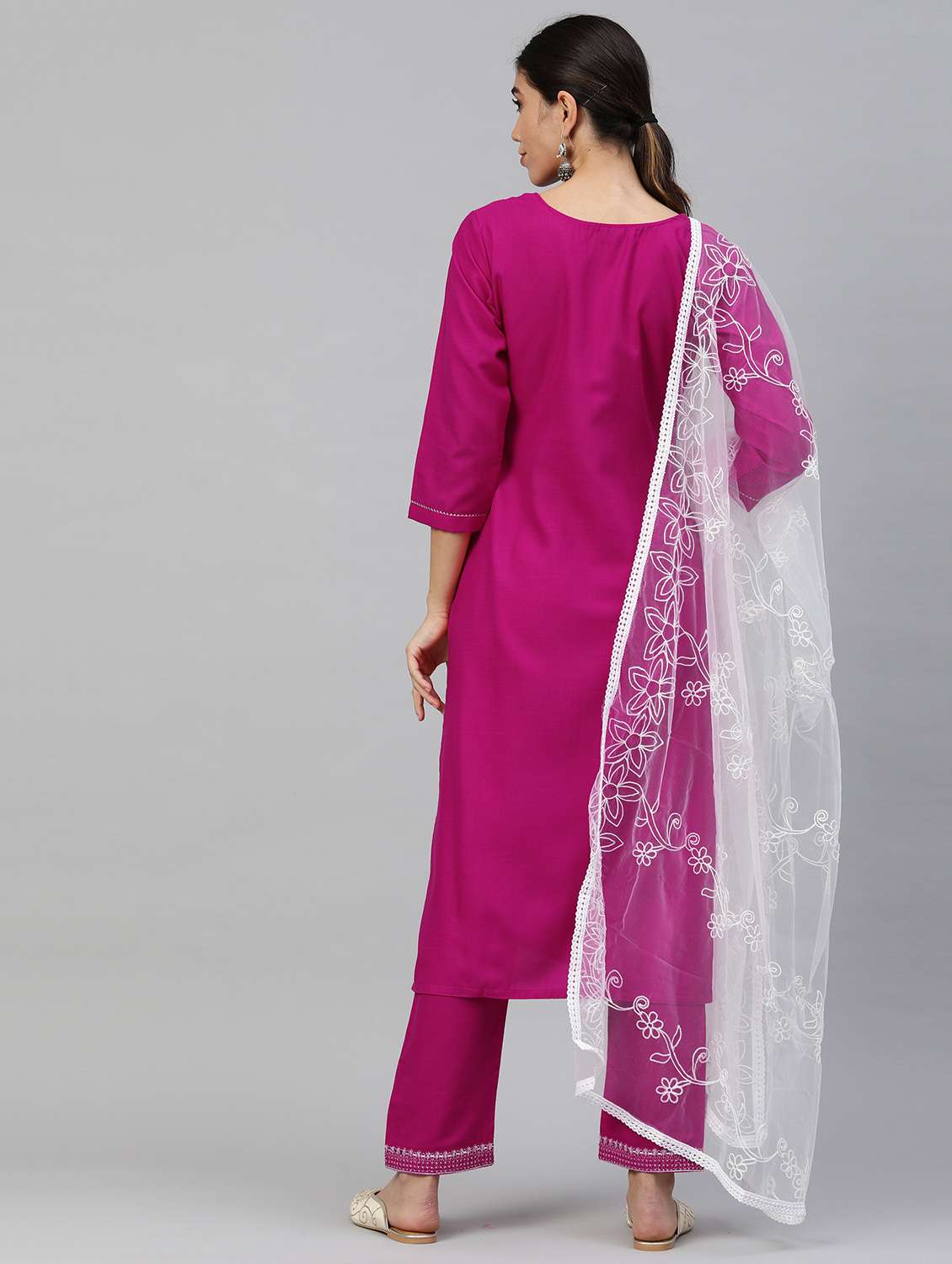 pink cotton blend kurta pant set - 18418175 - Standard Image - 2