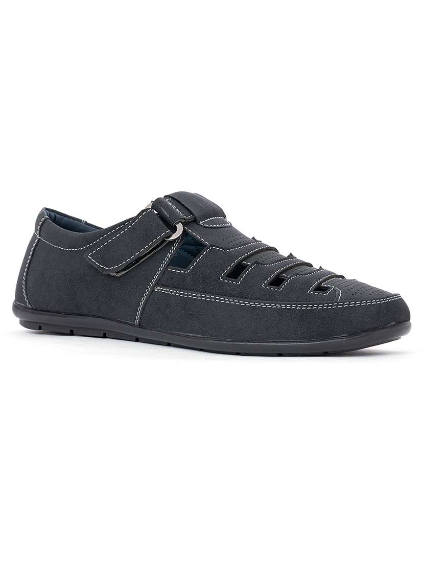 grey synthetic & mesh back strap sandals