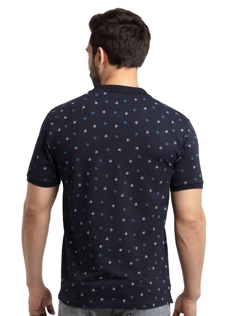 navy blue printed polo t-shirt - 18418410 - Standard Image - 2