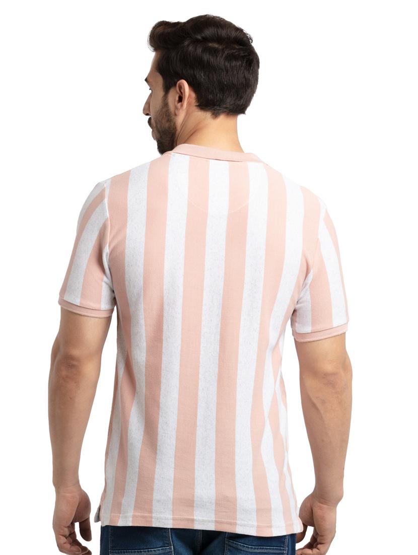 peach striped polo t-shirt - 18418482 - Standard Image - 2