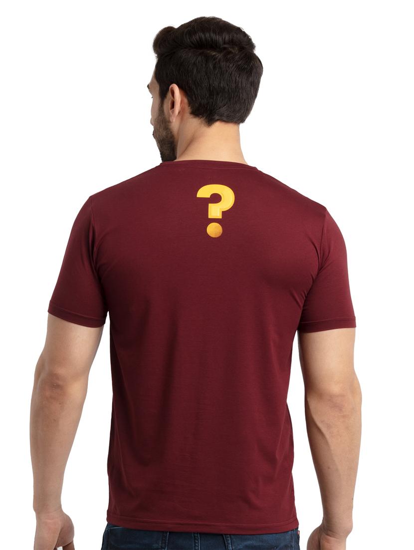 maroon chest-printed t-shirt - 18418485 - Standard Image - 2