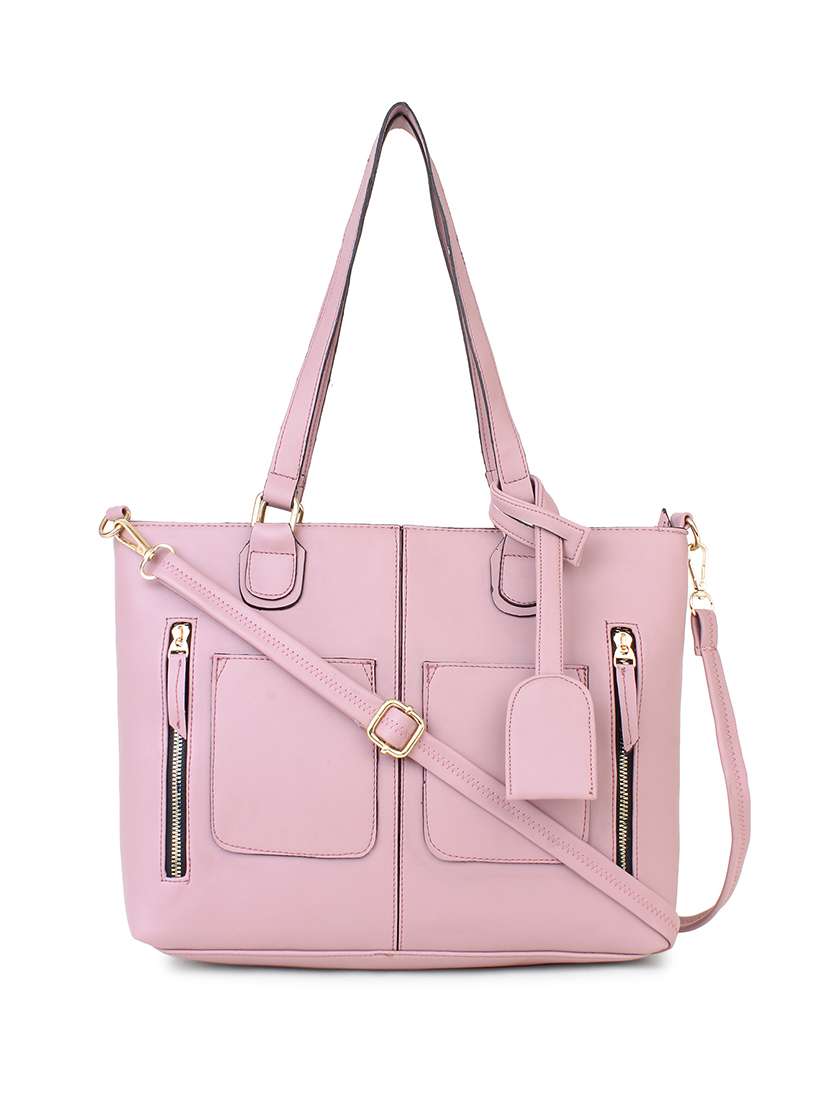 pink solid regular handbag