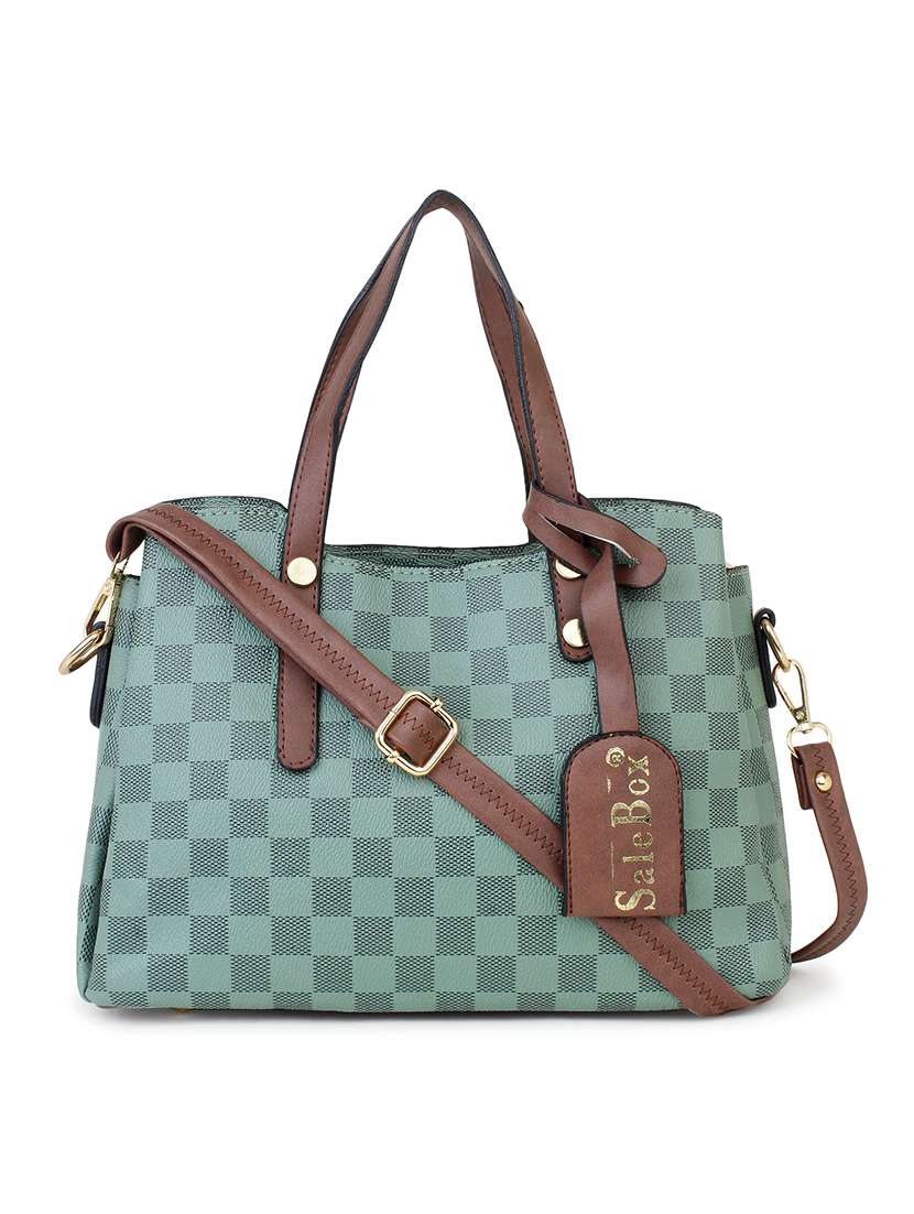 green checked regular handbag