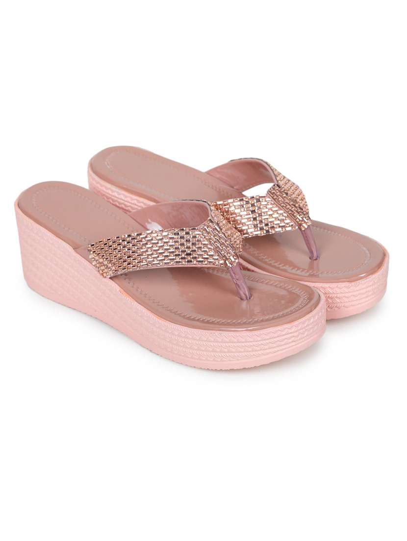 pink t-strap wedge