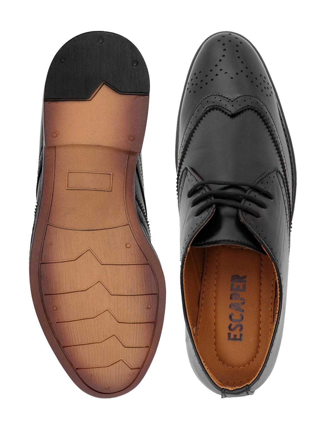 black synthetic & mesh laceup brouges - 18419524 - Standard Image - 2