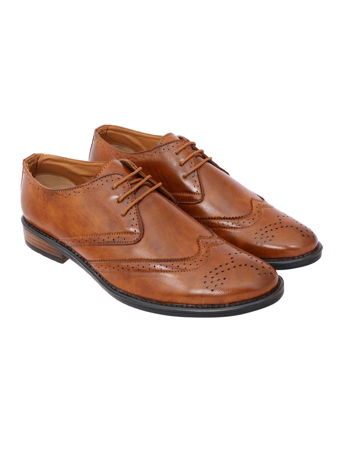 tan synthetic & mesh laceup brouges - 18419526 - Standard Image - 2
