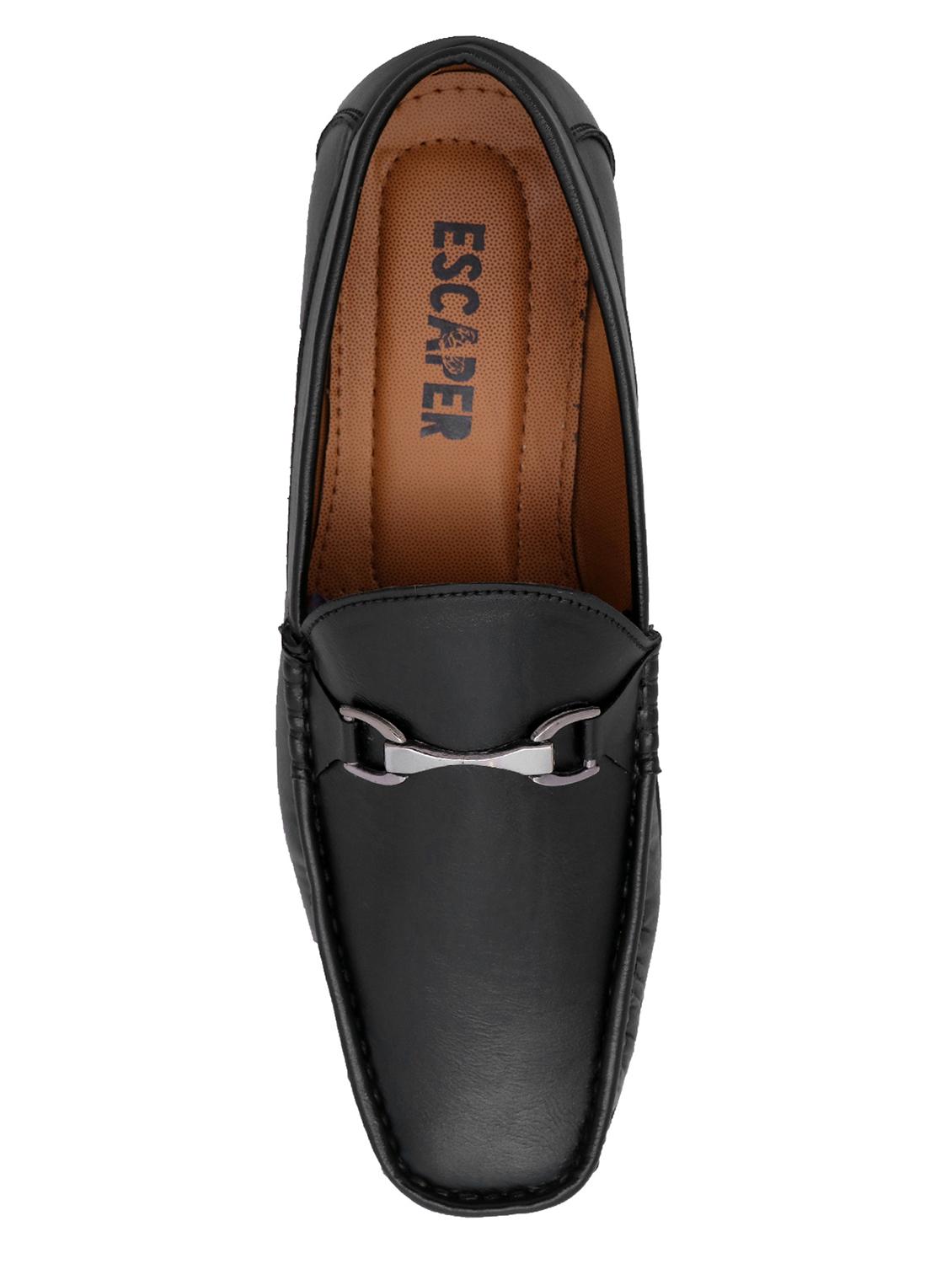 black synthetic office wear loafers - 18419530 - Standard Image - 2