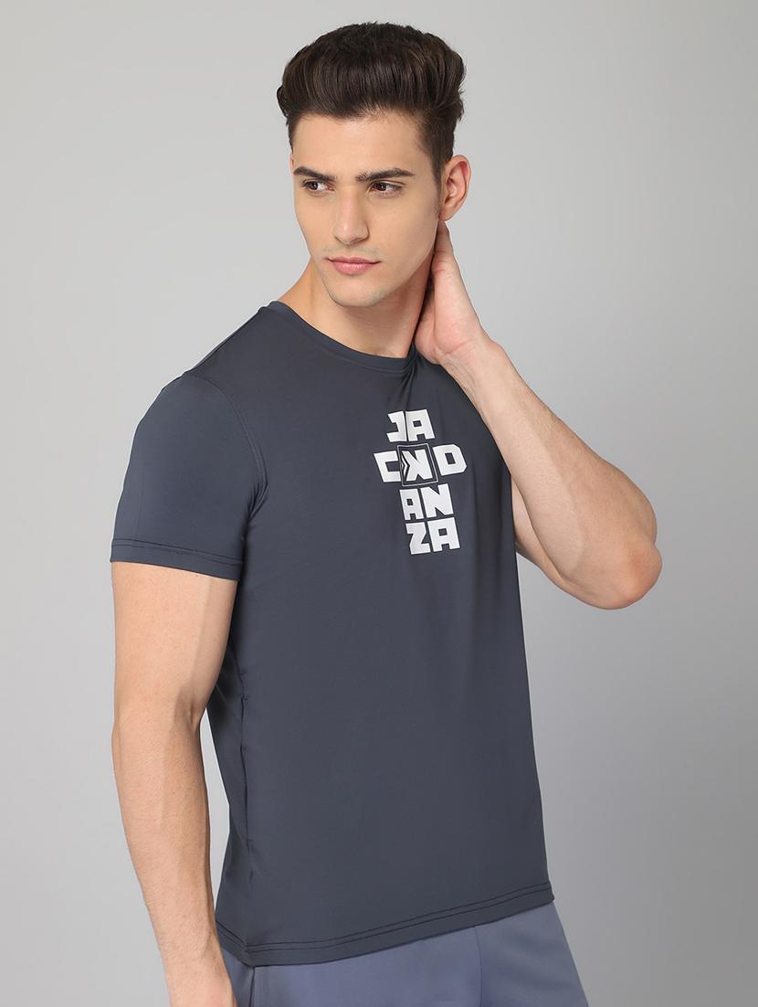 grey chest-printed t-shirt - 18419963 - Standard Image - 2