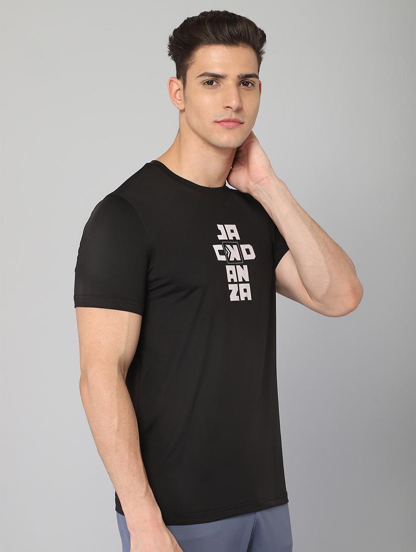 black chest-printed t-shirt - 18419964 - Standard Image - 2
