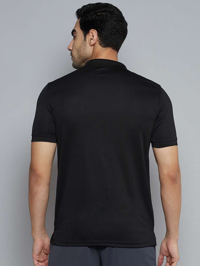 black solid polo t-shirt - 18420169 - Standard Image - 2