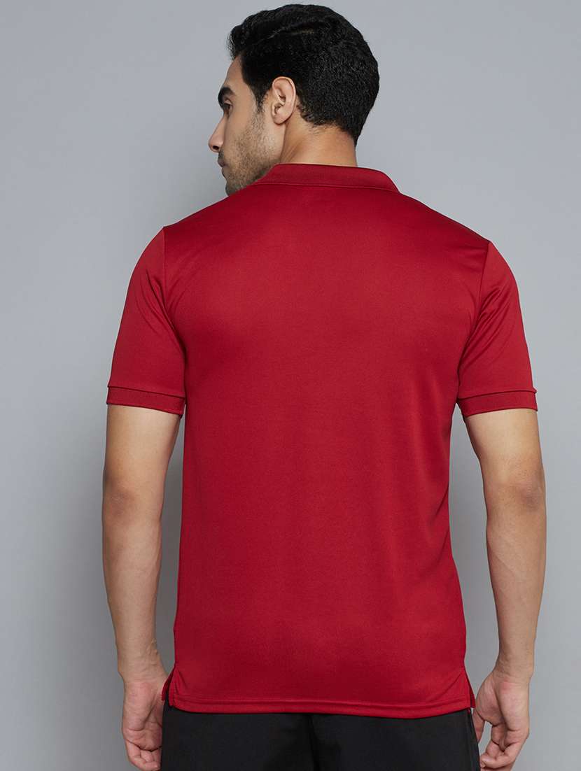 maroon solid polo t-shirt - 18420171 - Standard Image - 2