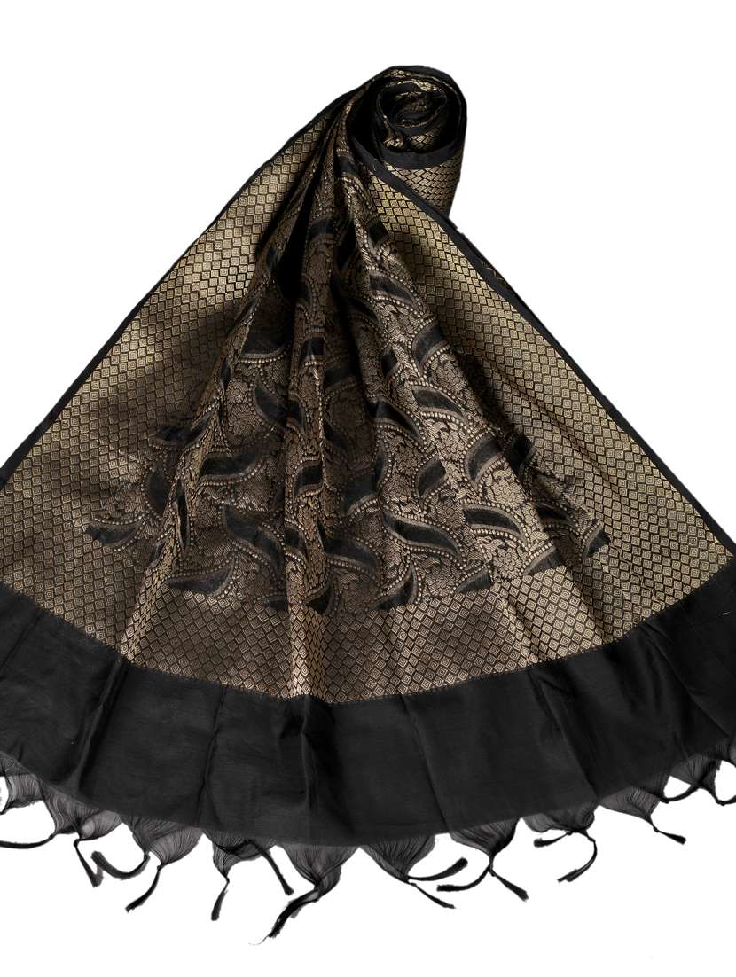 black chanderi dupatta - 18421137 -  Standard Image - 2