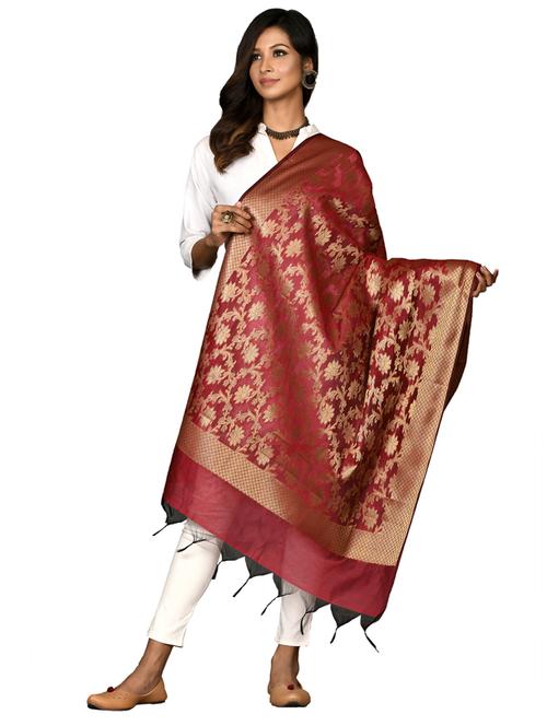 red chanderi dupatta - 18421142 - Standard Image - 0