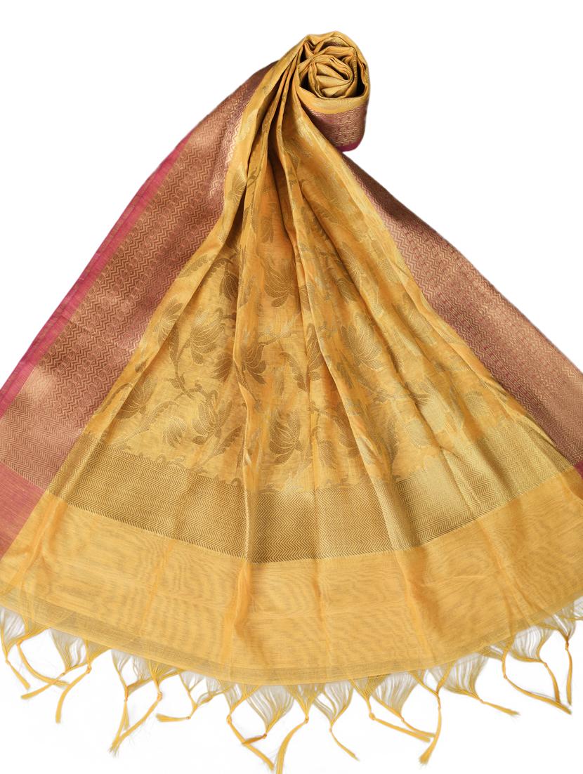 yellow floral print banarasi dupatta - 18421147 - Standard Image - 2