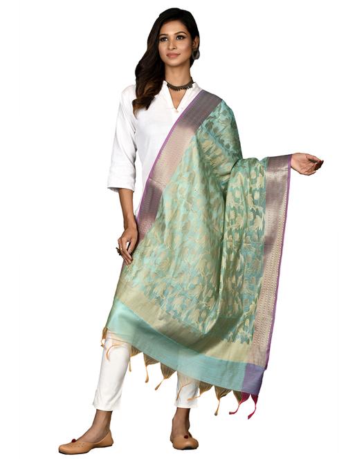 blue chanderi dupatta - 18421150 -  Standard Image - 0