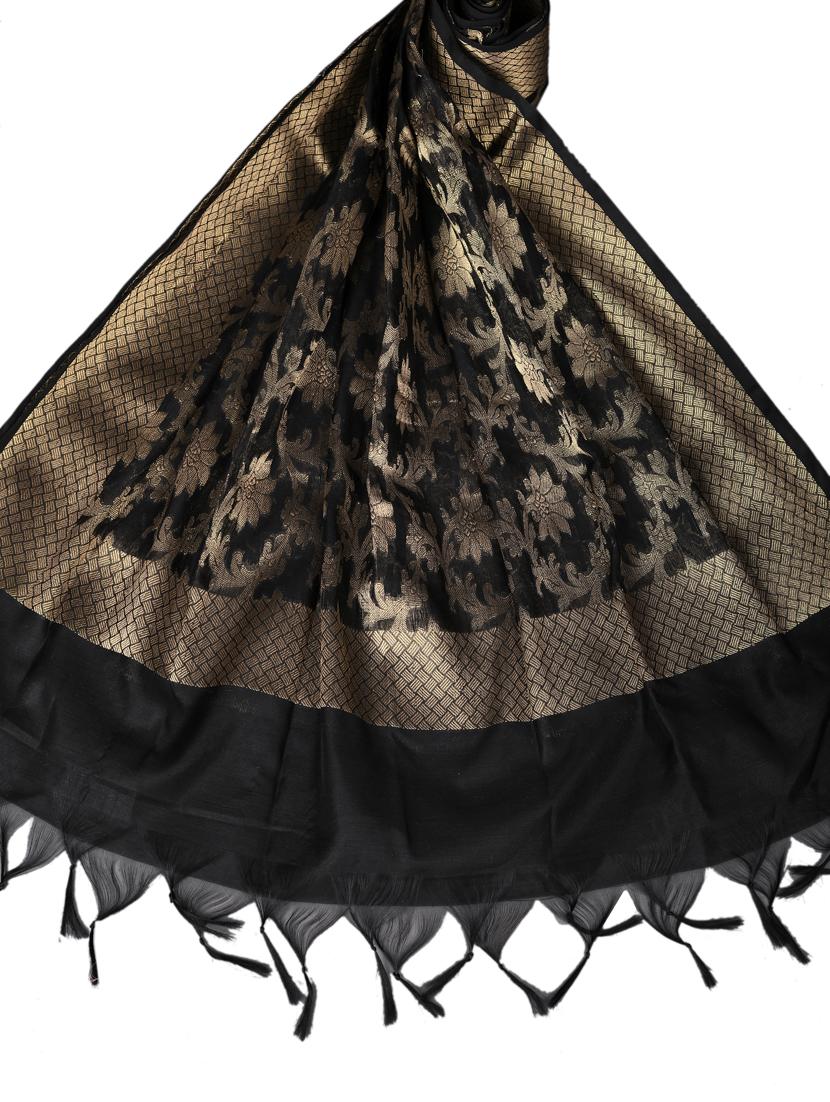 black chanderi dupatta - 18421156 - Standard Image - 2