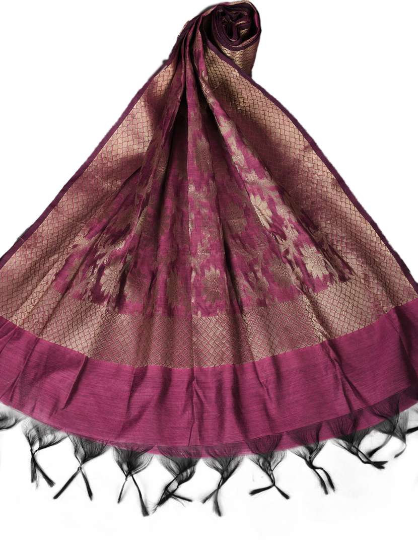 purple floral print banarasi dupatta - 18421157 -  Standard Image - 2