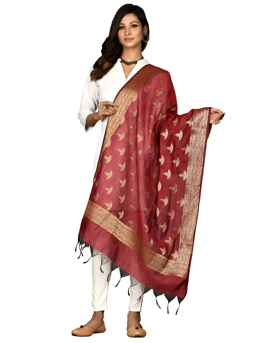 red chanderi dupatta