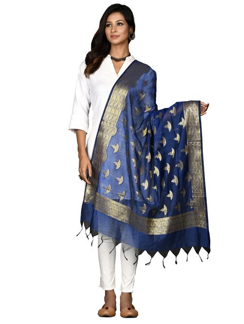 blue chanderi dupatta - 18421162 - Standard Image - 0
