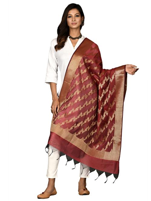 red chanderi dupatta - 18421165 -  Standard Image - 0